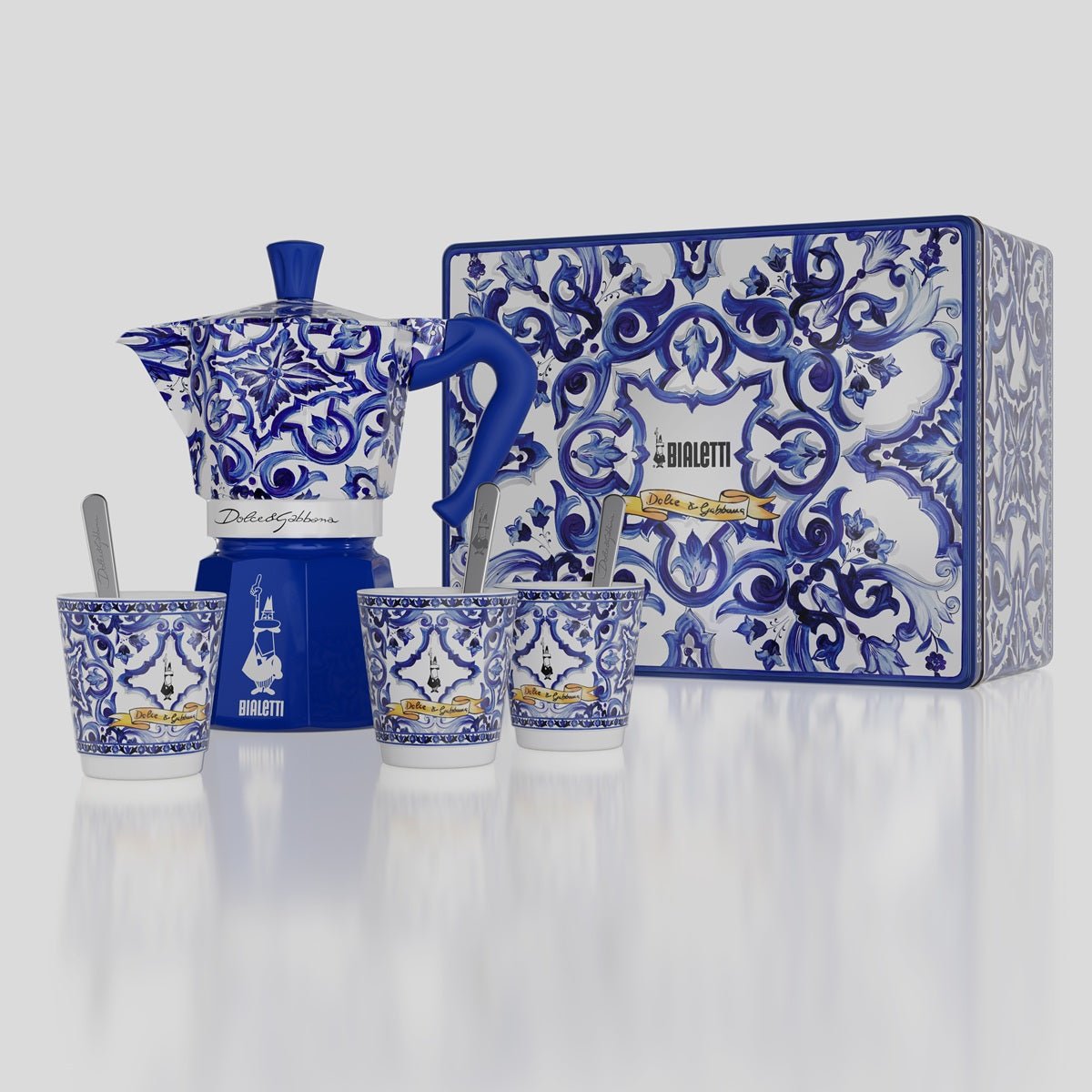Dolce & Gabbana® Blue Mediterranean 6 - Cup Bialetti Moka and Stirrer Gift Set - Coffee Machine - CafePod
