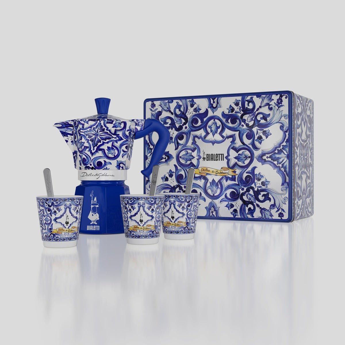 Dolce & Gabbana® Blue Mediterranean 6 - Cup Bialetti Moka and Stirrer Gift Set - Coffee Machine - CafePod