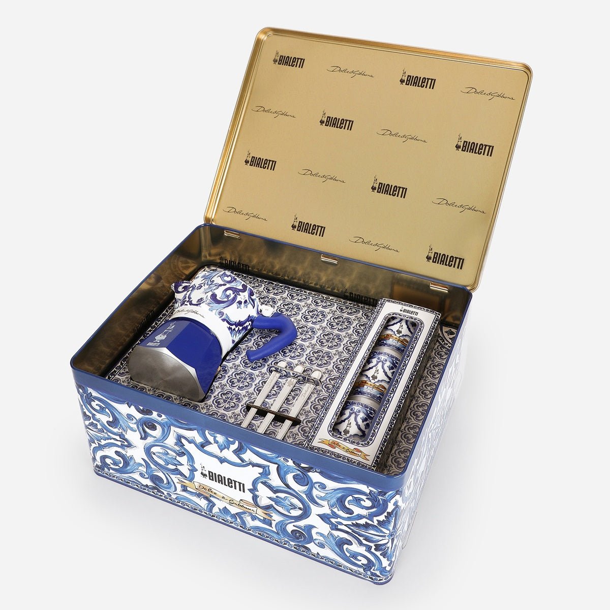 Dolce & Gabbana® Blue Mediterranean 6 - Cup Bialetti Moka and Stirrer Gift Set - Coffee Machine - CafePod