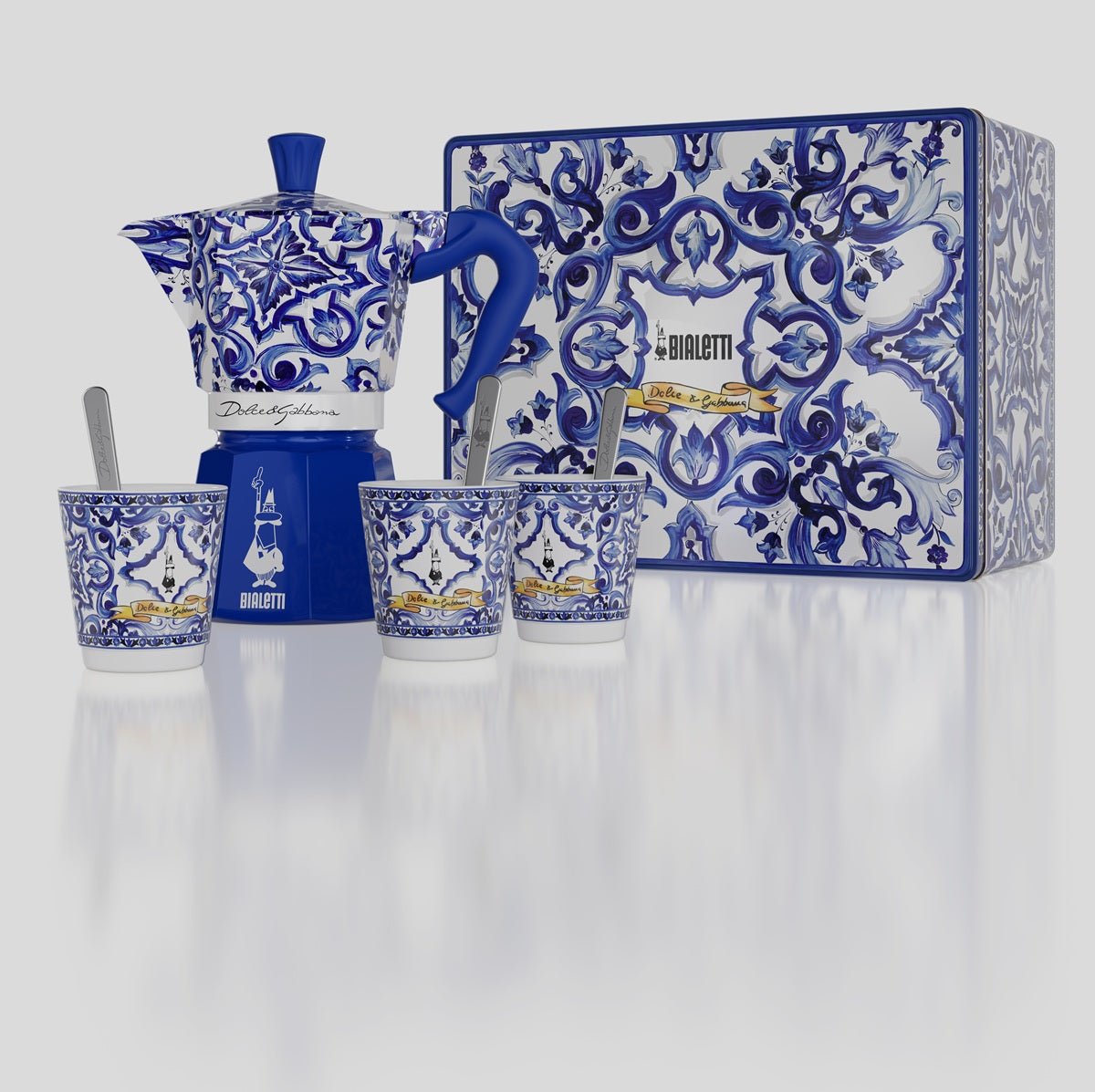 Dolce & Gabbana® Blue Mediterranean 6 - Cup Bialetti Moka and Stirrer Gift Set - Coffee Machine - CafePod