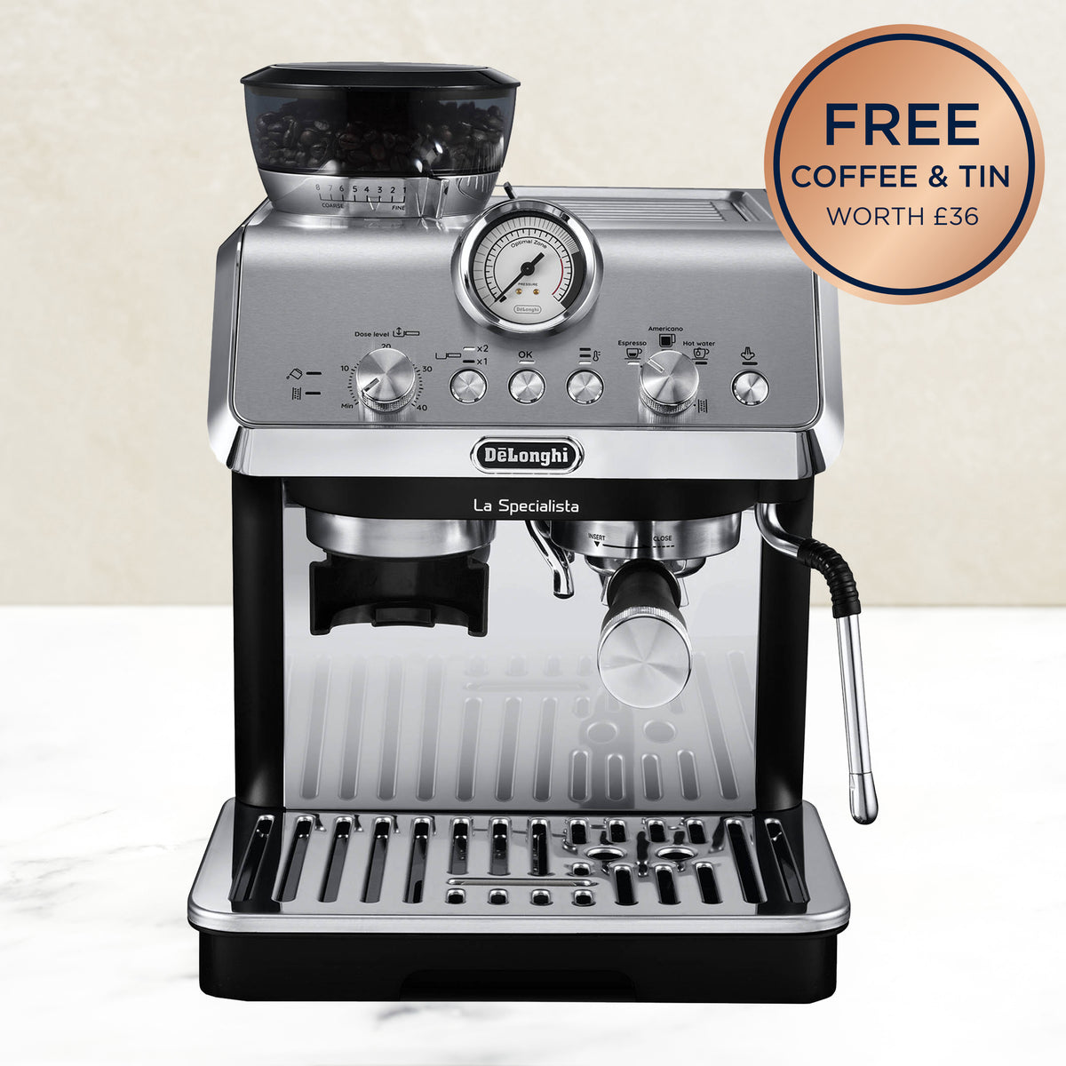 De&#39;Longhi La Specialista Arte Evo Manual Bean to Cup Coffee Machine with Cold Brew