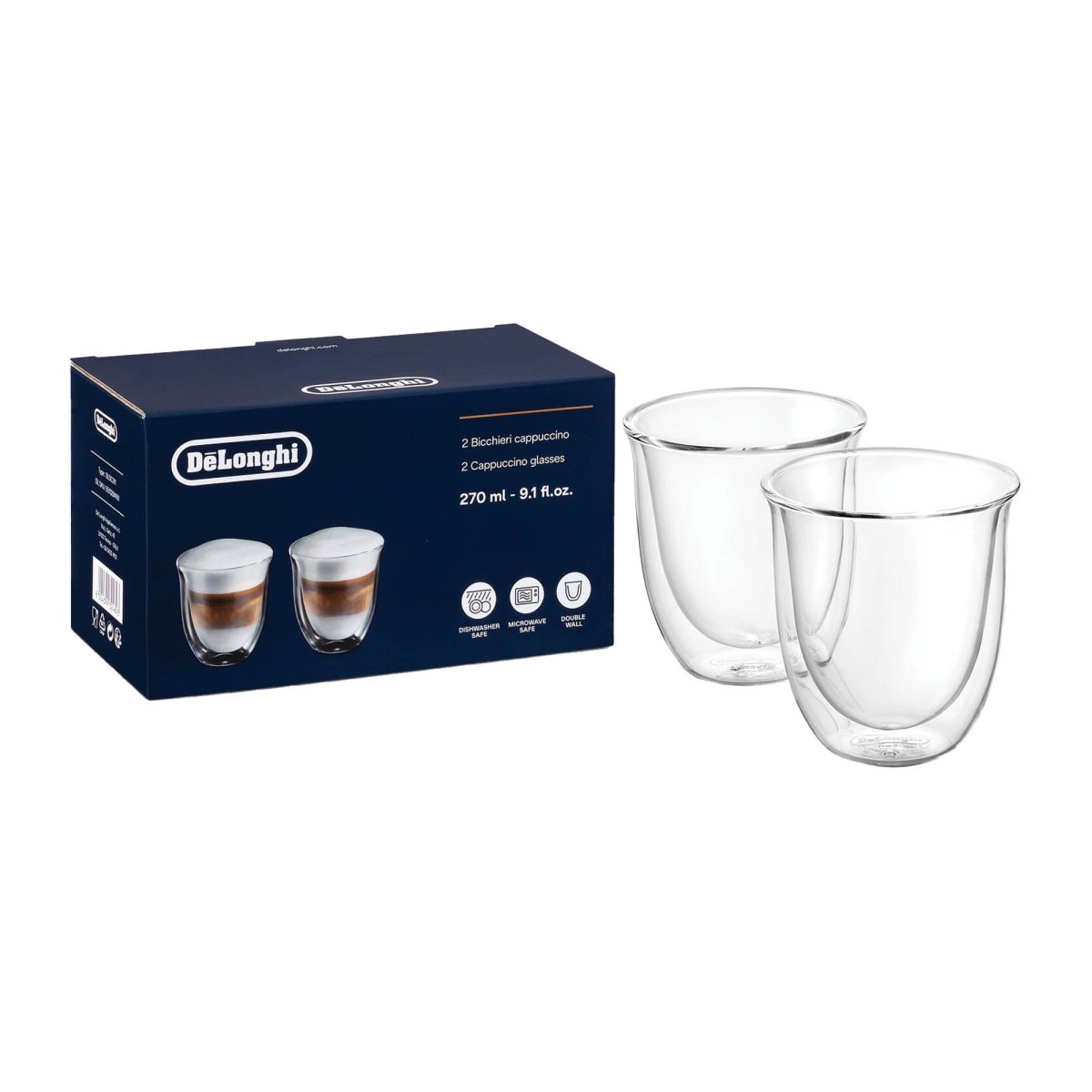 De'Longhi Cappuccino Glass Set of 2 - Accessories - CafePod