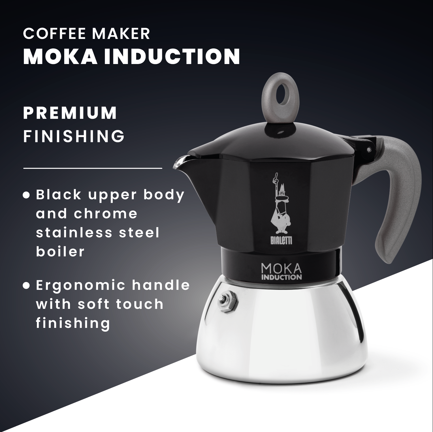 Bialetti Induction Moka Pot (Black)