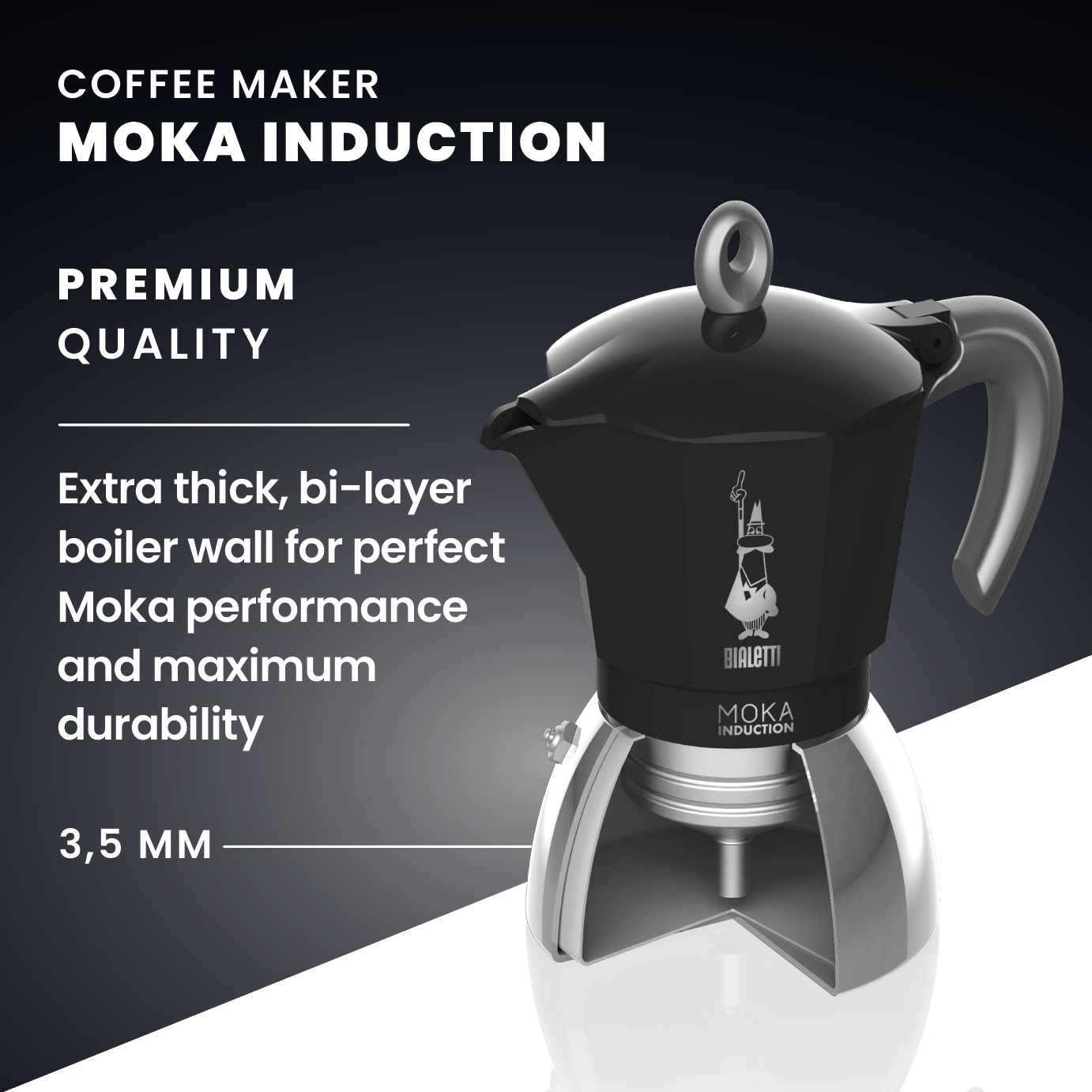 Bialetti Induction Moka Pot (Black)