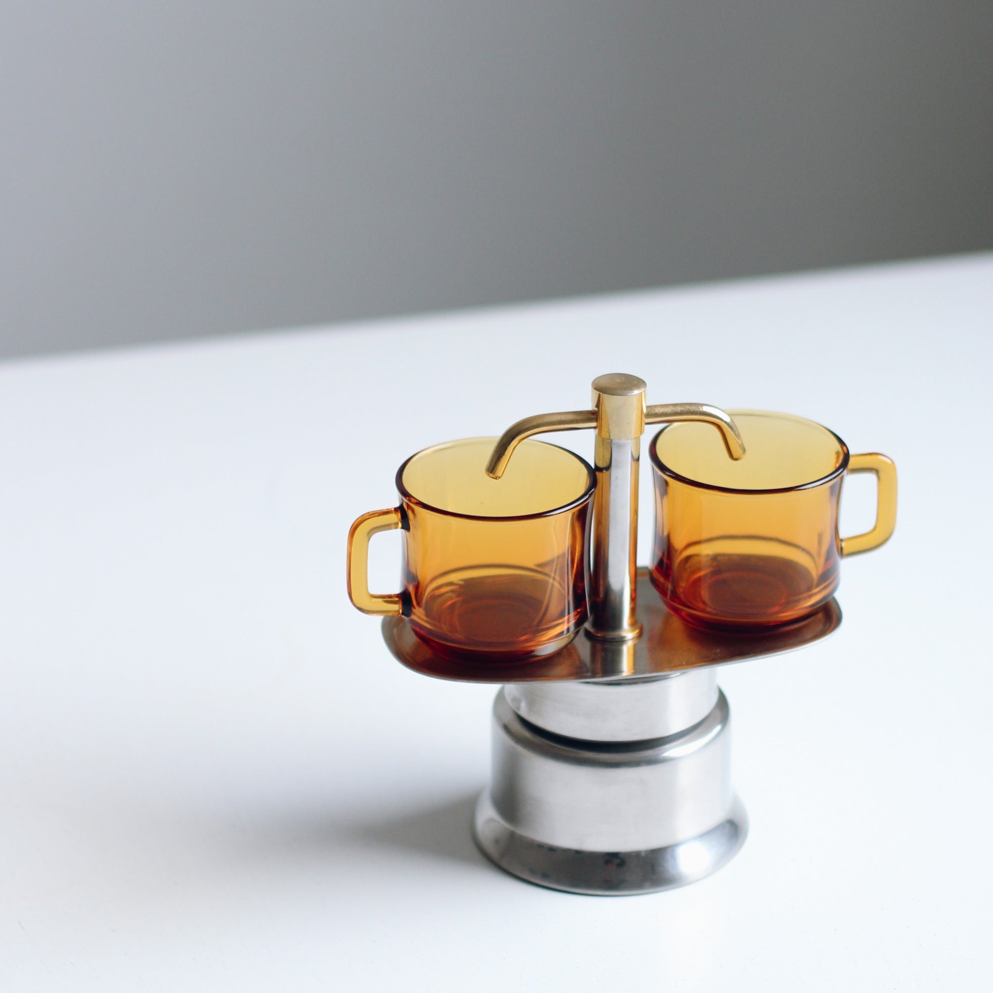 Silver & Gold Stainless Steel Moka Pot (Double)