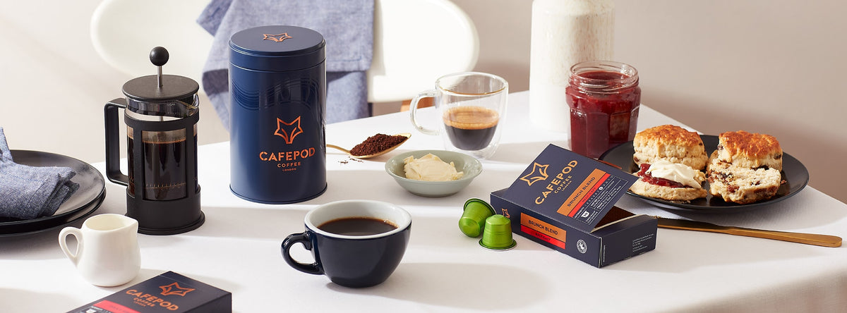 A CafePod coffee being poured