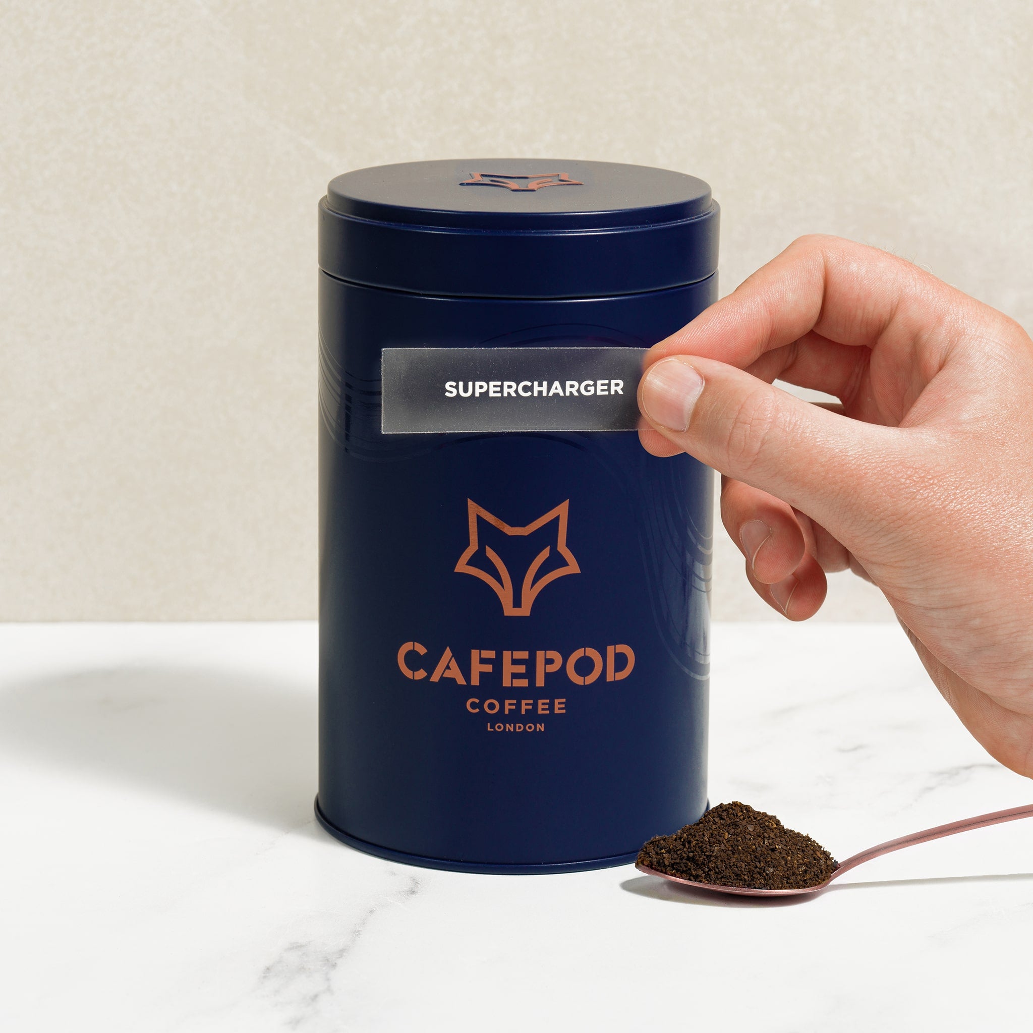 Storage Tin + Ground & Whole Bean Blend Stickers